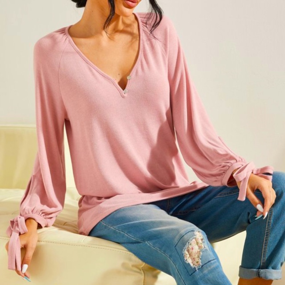 Pink Tie-Sleeve Top NWT